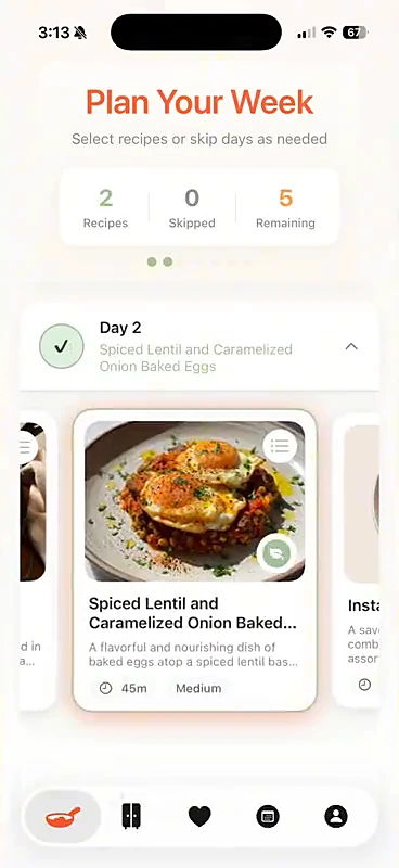 Dohrow's Plan Your Week screen, with day two planned